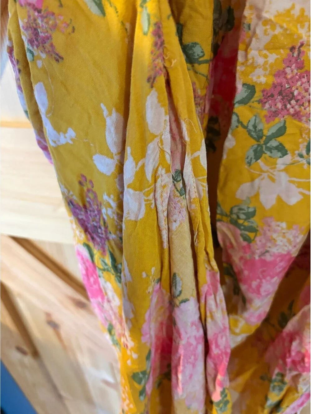 LARK + GREY Floral Yellow and Pink Viscose Dress Large
